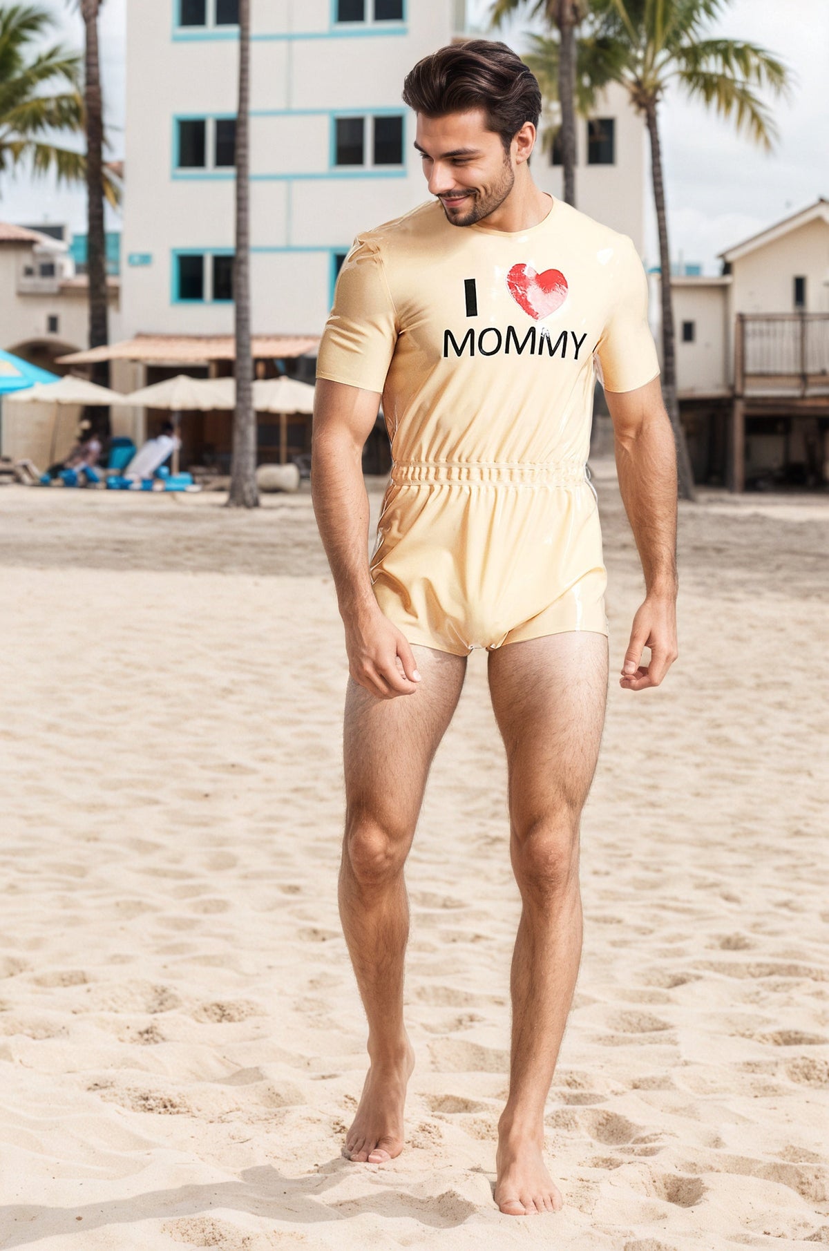 Men Latex Catsuits Mommy Homewear Loose