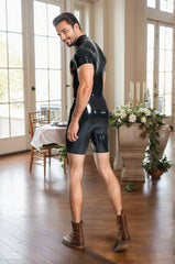 Mens Black Latex Bodysuits Grid Lock Surfsuit
