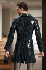 Men Latex Jackets & Coats Musketeer Style Formal Stylish Black Cut Out