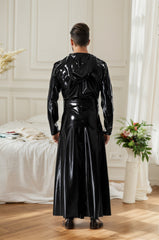 Men Latex Jackets & Coats Midnight Cavalier Hooded Long Classic Gentleman¡¯s