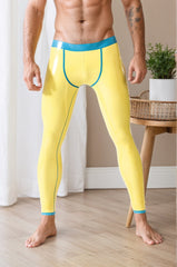 Men Latex Leggings Yellow Blue Vibrant