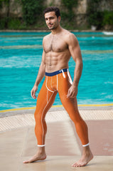 Men Latex Leggings Orange Blue?Athletic