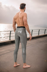 Men Latex Leggings Sailor-front Grey Black Translucent