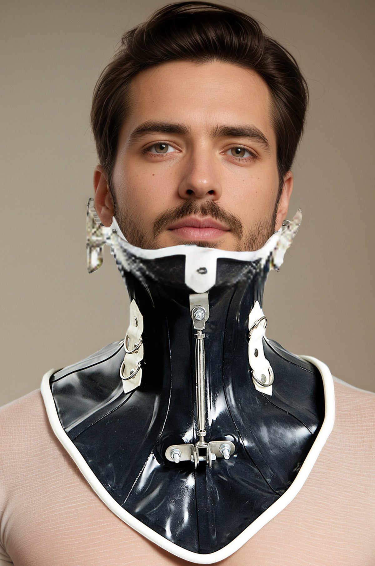 Latex Neck Corset Decorative With Metal Rod For Fastening Fetish Collar