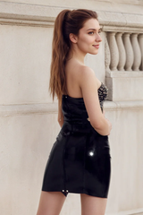 Rivetingly Sexy Women Black Latex Bodycon Dress